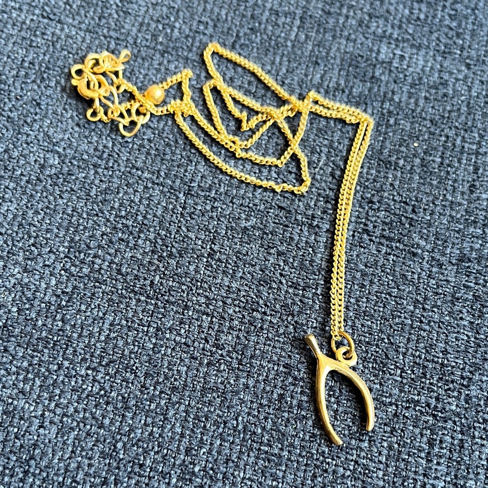 Gold-toned Wishbone Necklace